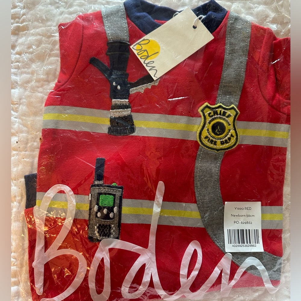 NWT mini boden /baby boden firefighter onesie Newborn